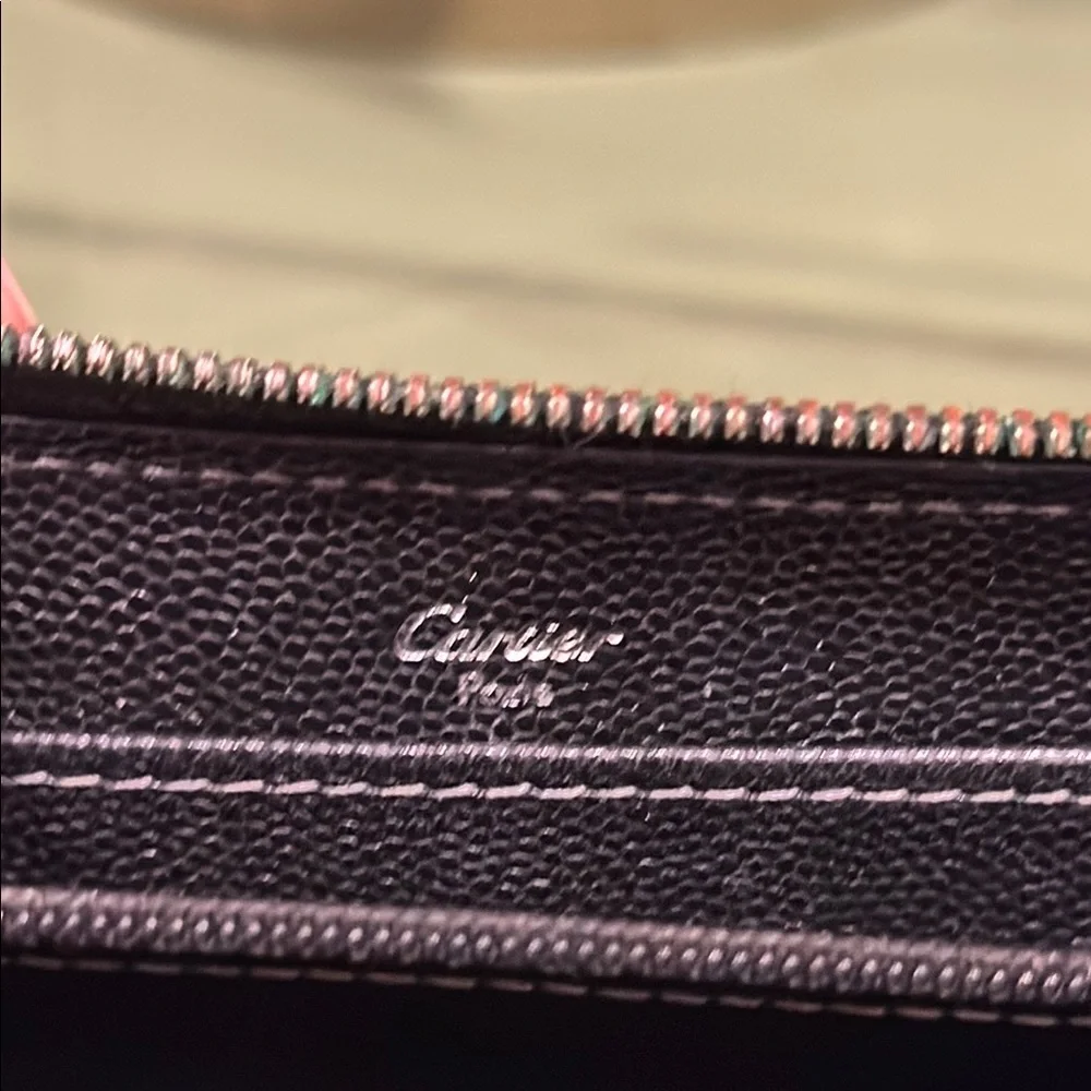 Cartier Black Leather Zip Around Wallet